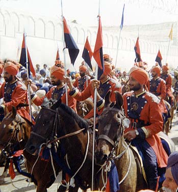 Sikhs in the parade riding on horseback (Photo: Dharmatma Kaur)